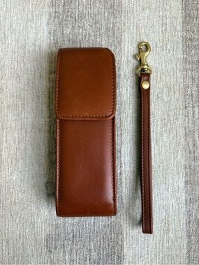 COACH Vintage Cell Phone Case British Tan Leather Sunglasses Wristlet FS4520
